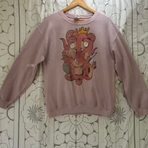 Gildan Pink Graphic Sweatshirt Crowned Octopus Art Women’s M